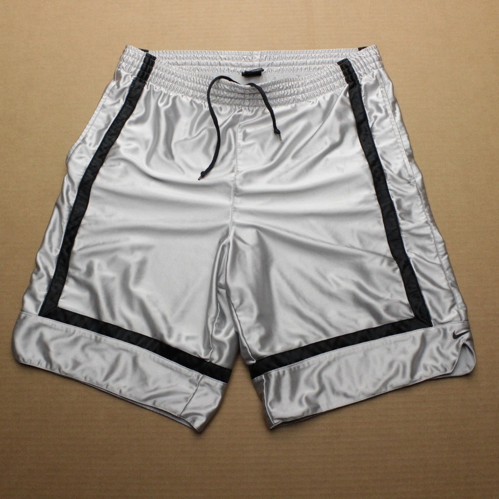 Vintage Nike Basketball Shorts Mens M Gray Dazzle Baggy Pockets Y2K Pockets